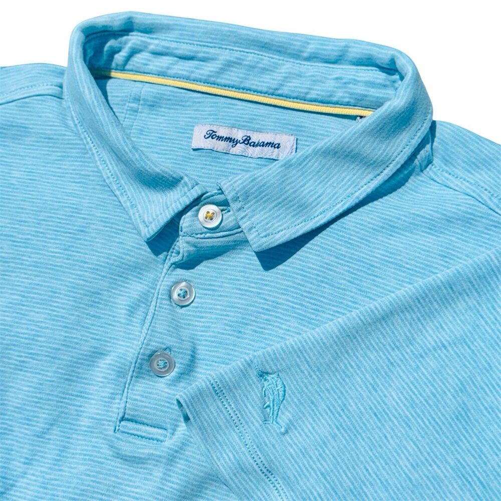 Tommy Bahama Shirt Mens Size XXL Blue Polo Summer Beach Vacation Preppy